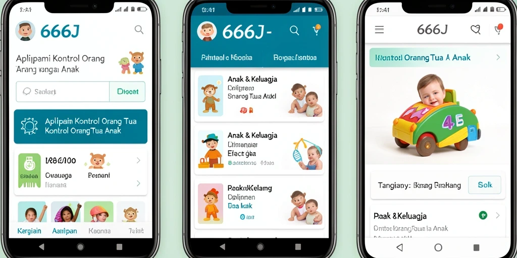 Screenshot antarmuka utama 666J dengan fitur kontrol orang tua.