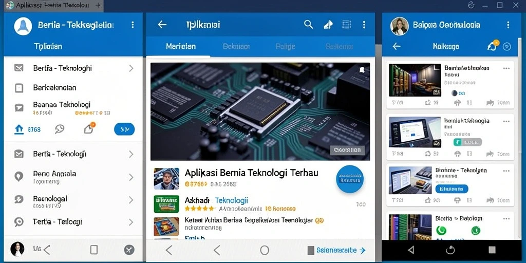 Screenshot aplikasi 8768 menampilkan antarmuka berita teknologi.