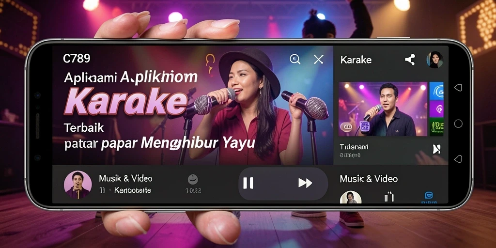 Antarmuka aplikasi C789 yang intuitif dengan tampilan lirik yang jelas.