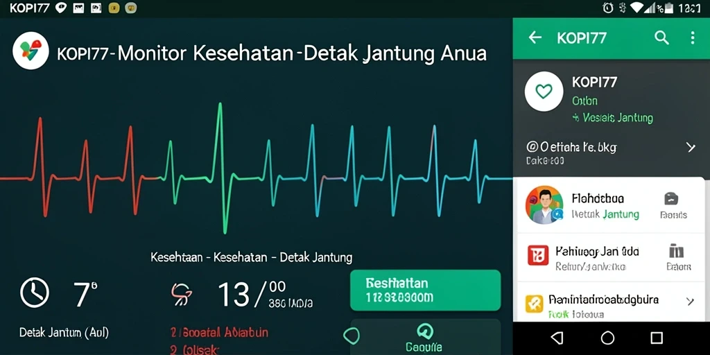 Antarmuka aplikasi KOPI77 untuk pemantauan detak jantung.