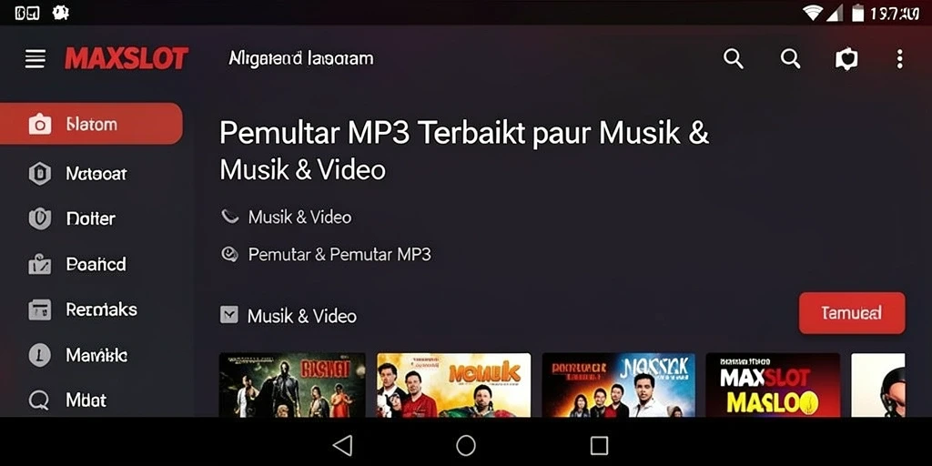 Tampilan antarmuka <strong>MAXSLOT</strong> yang menarik dan mudah digunakan untuk Pemutar MP3.