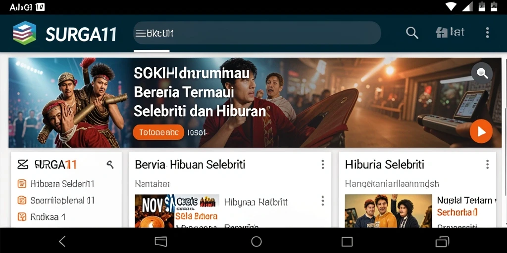Antarmuka modern dan menarik dari aplikasi Hiburan Selebriti.
